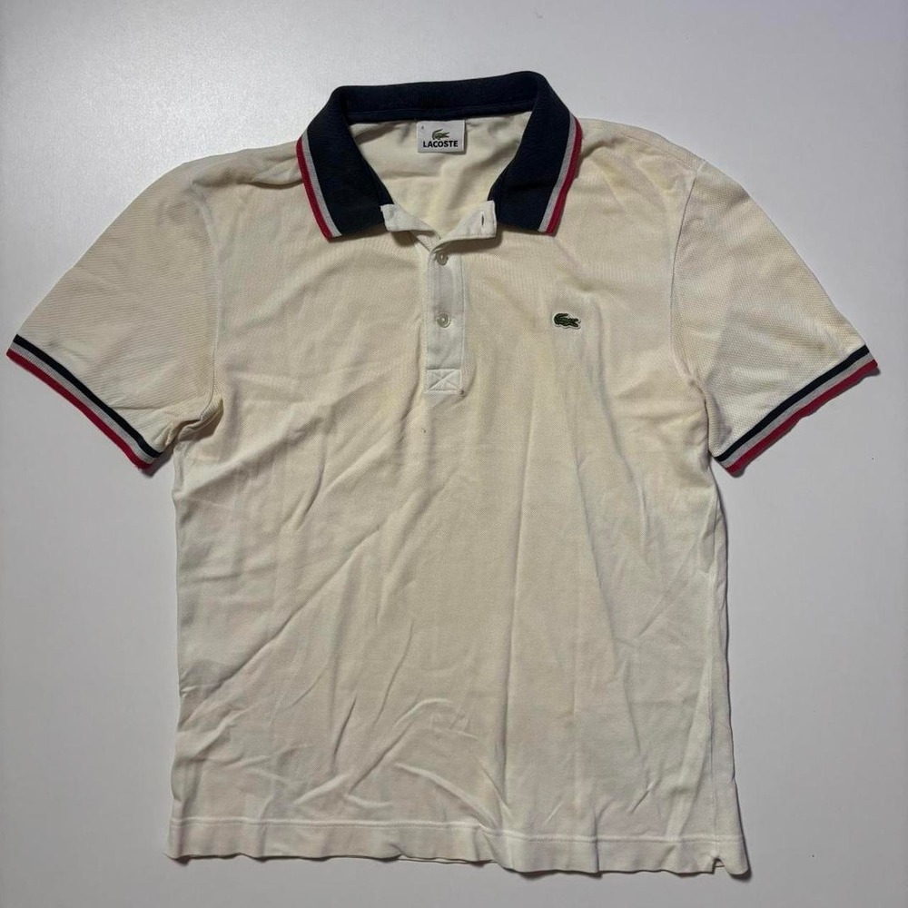 Beige Lacoste Contrast Trim Polo Shirt – Size 4